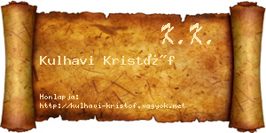 Kulhavi Kristóf névjegykártya